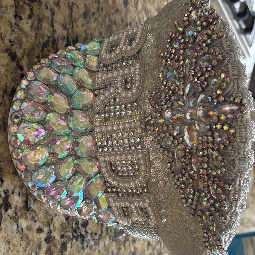 Source Unknown Silver and Iridescent Bride Hat